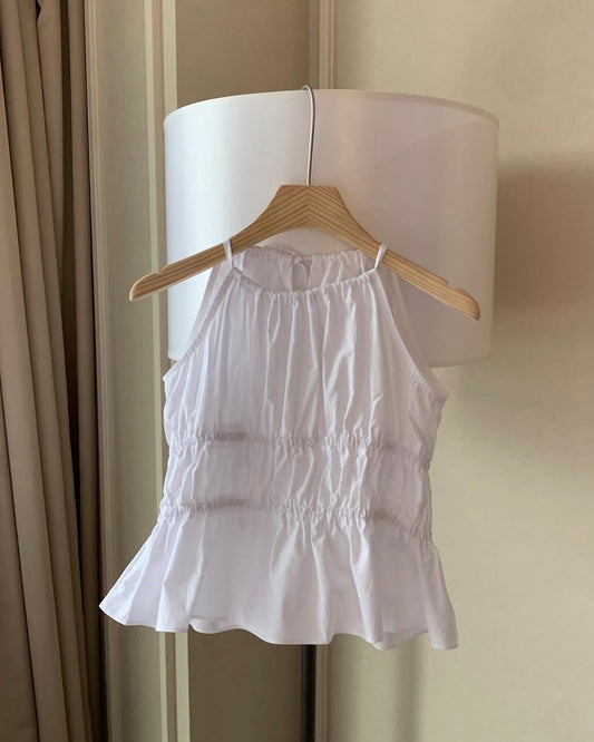Smocked Halter Peplum Top