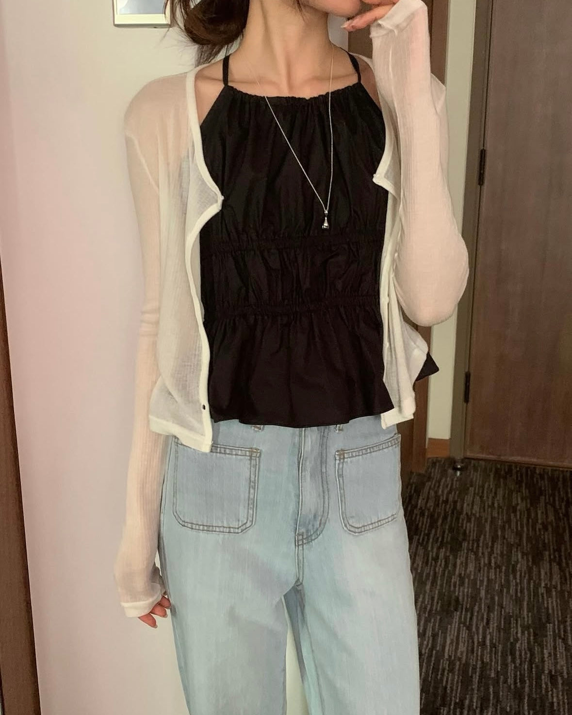 Smocked Halter Peplum Top