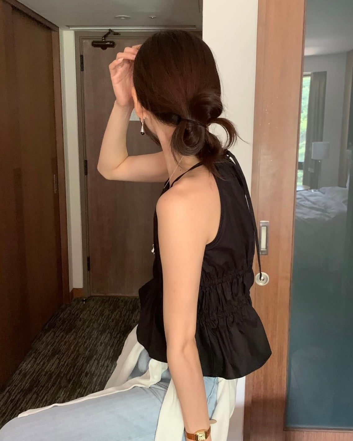 Smocked Halter Peplum Top