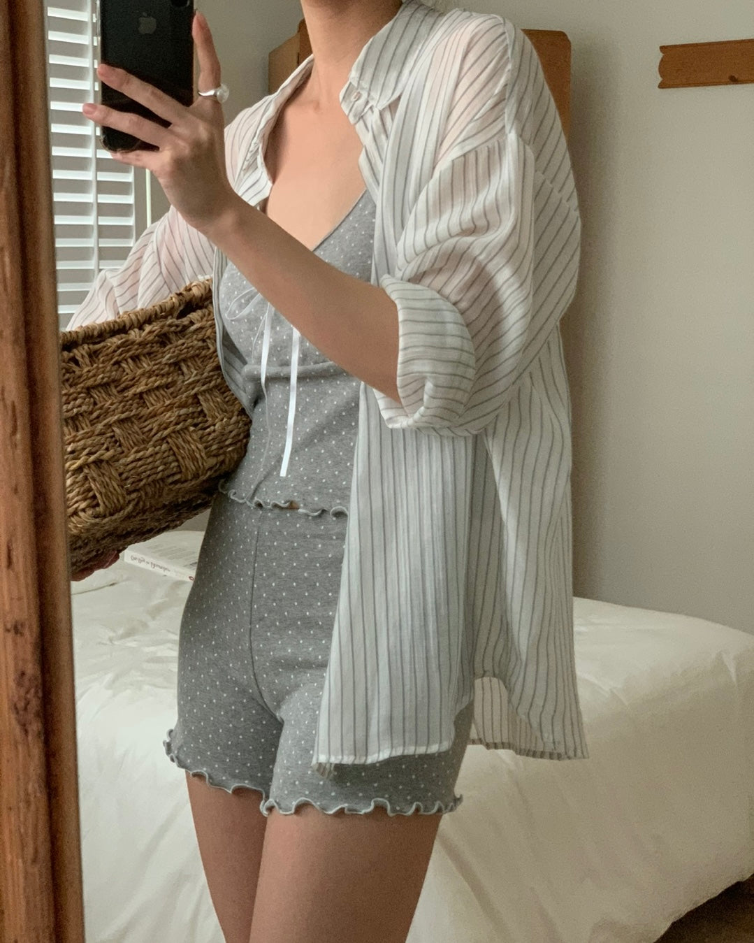 Polka Dot Ruffle Cami Shorts Set
