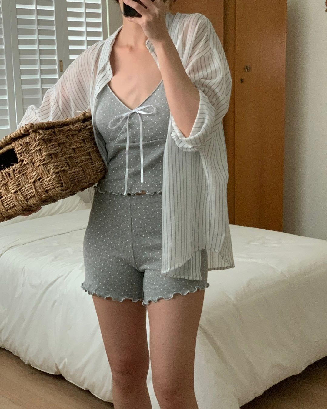 Polka Dot Ruffle Cami Shorts Set
