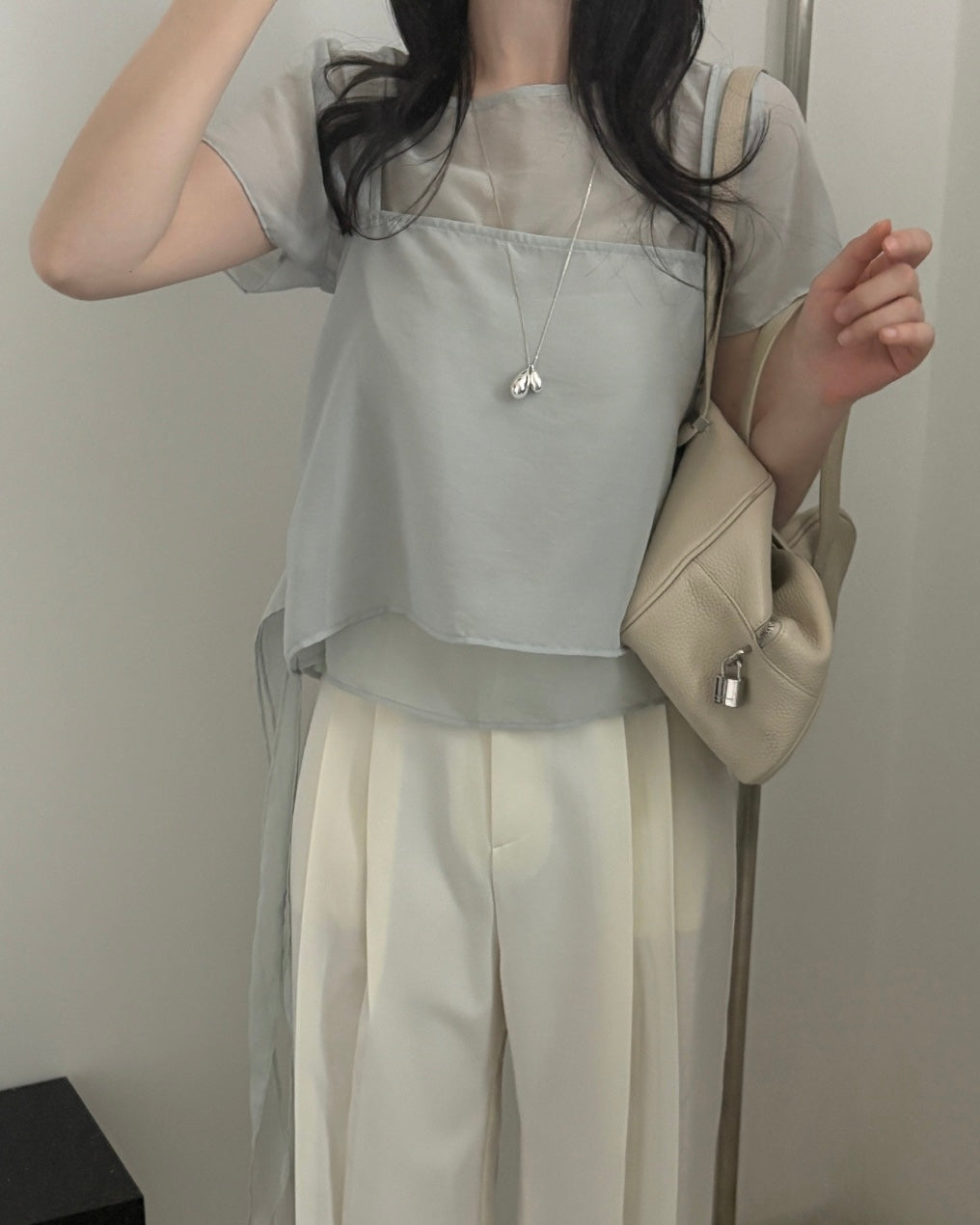 Sheer Layered Bustier Blouse