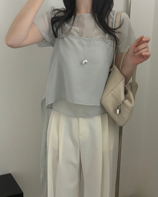 Sheer Layered Bustier Blouse
