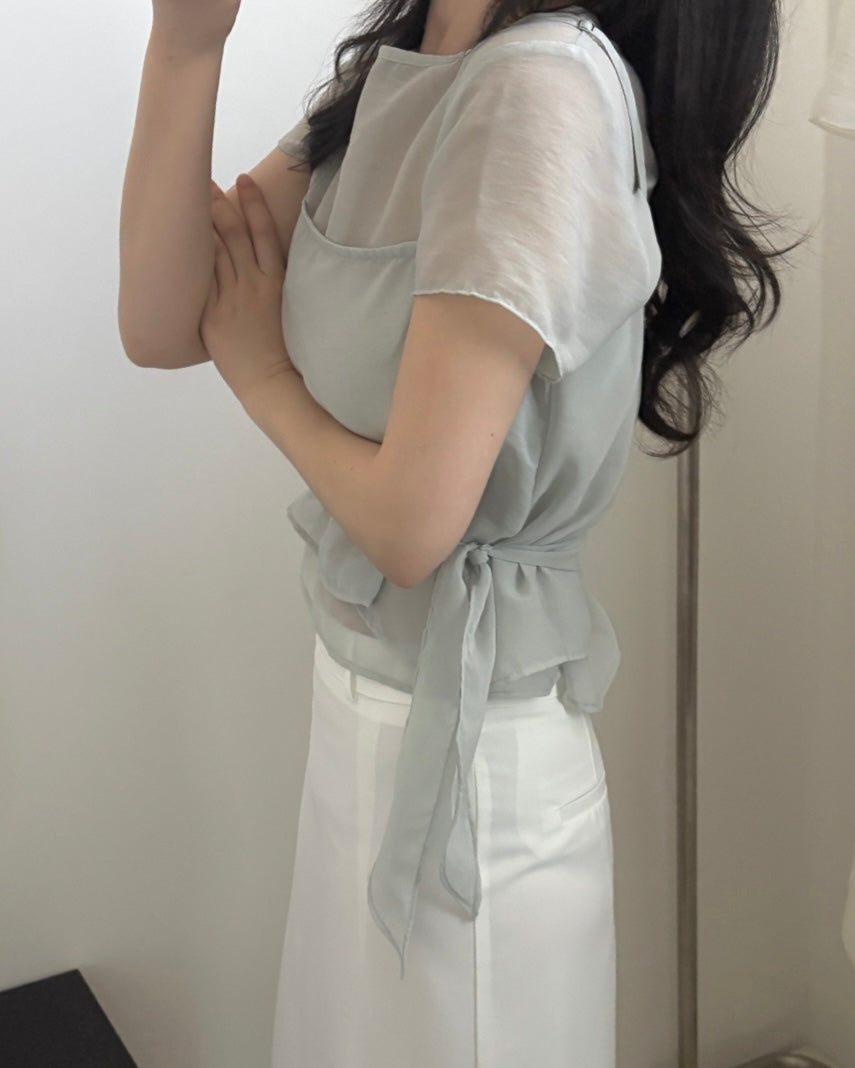 Sheer Layered Bustier Blouse