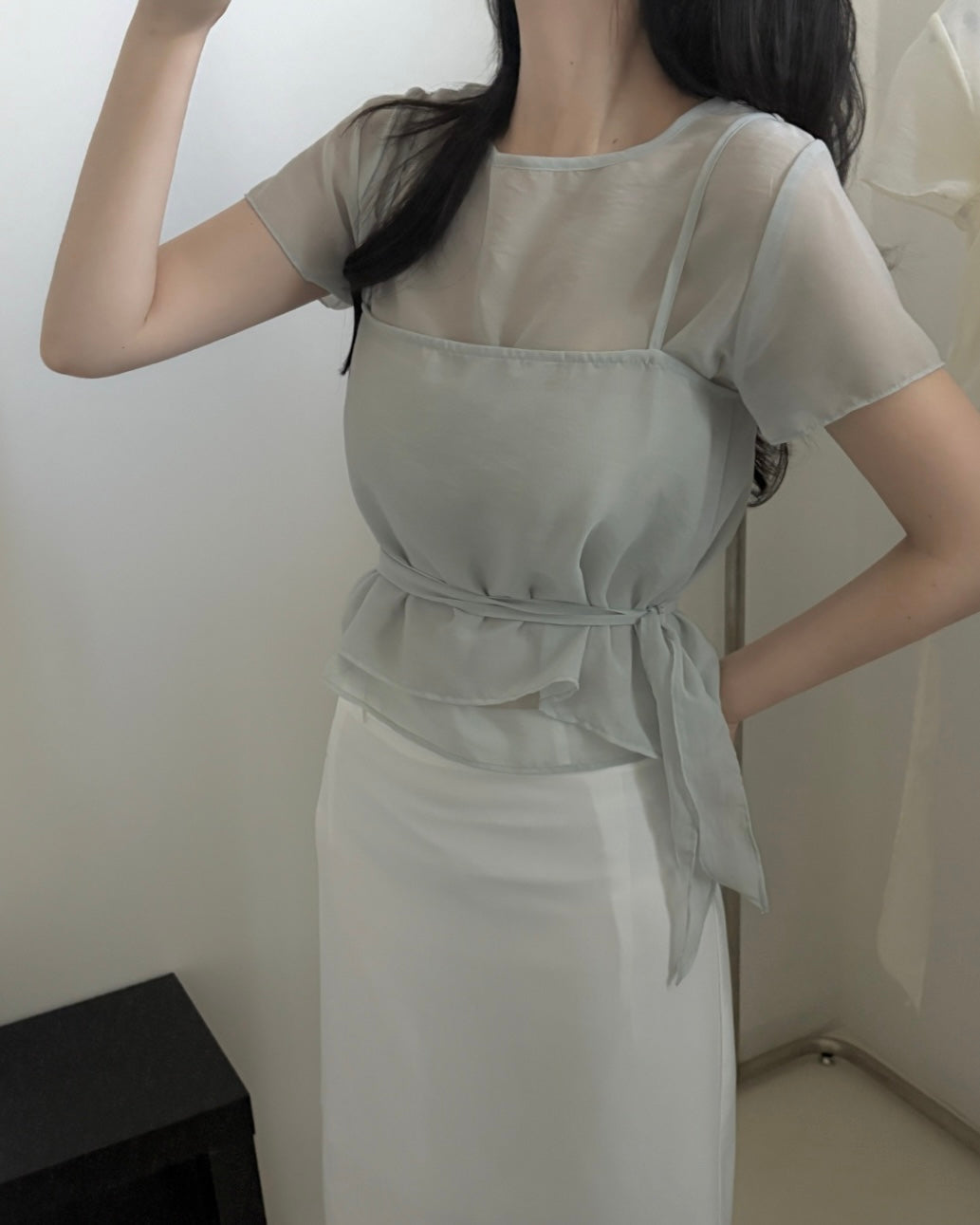 Sheer Layered Bustier Blouse