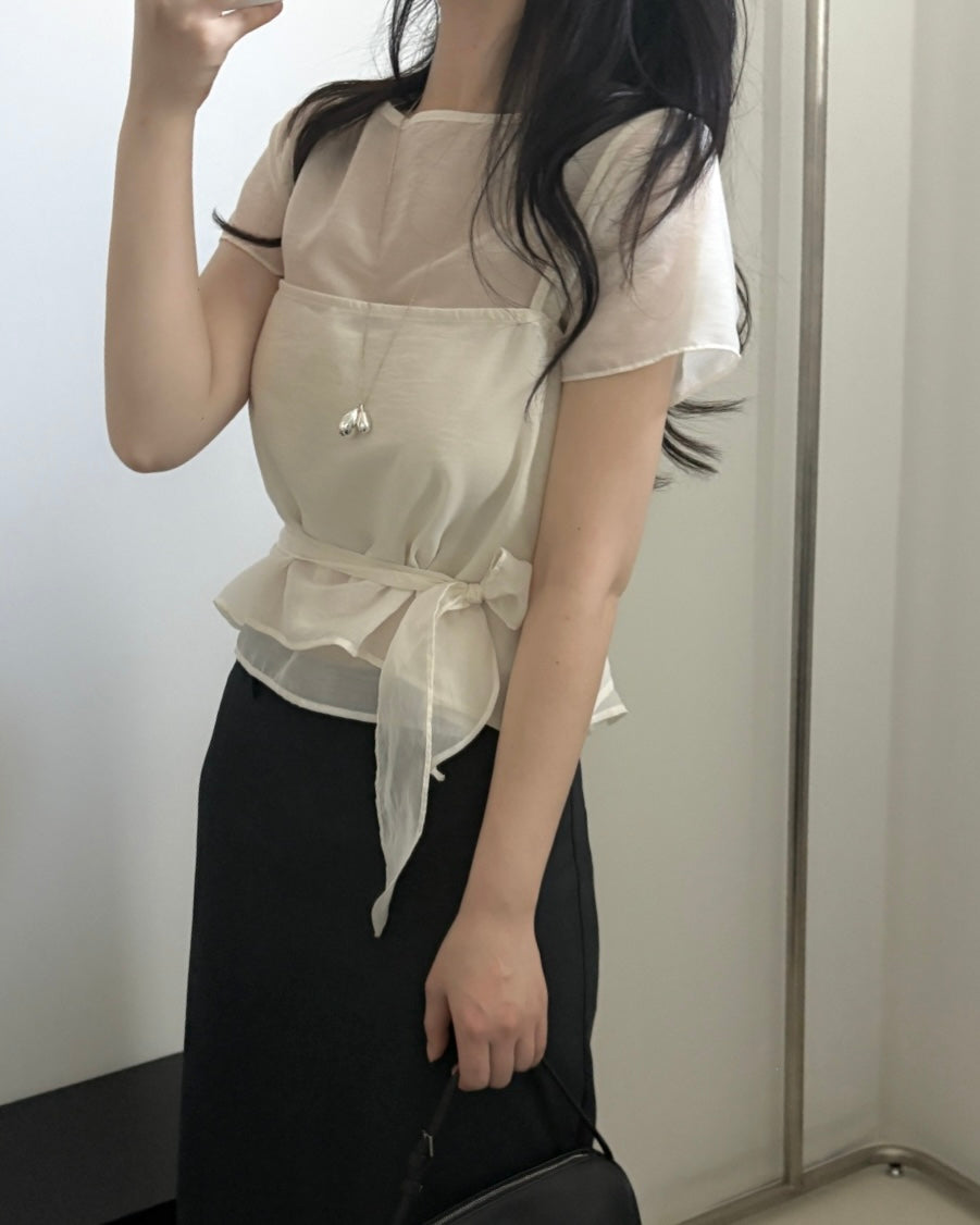 Sheer Layered Bustier Blouse