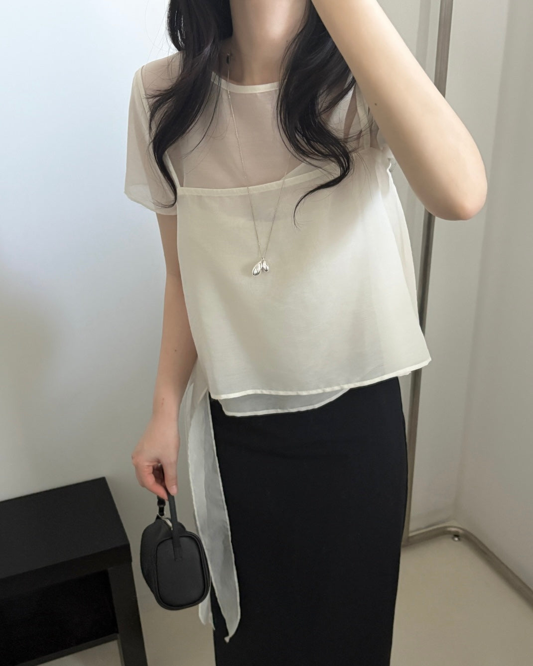 Sheer Layered Bustier Blouse