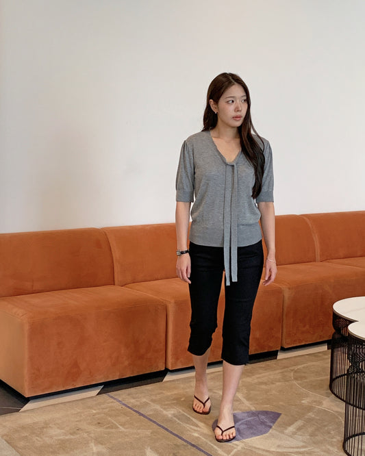 Silk Wool Tie Knit Top