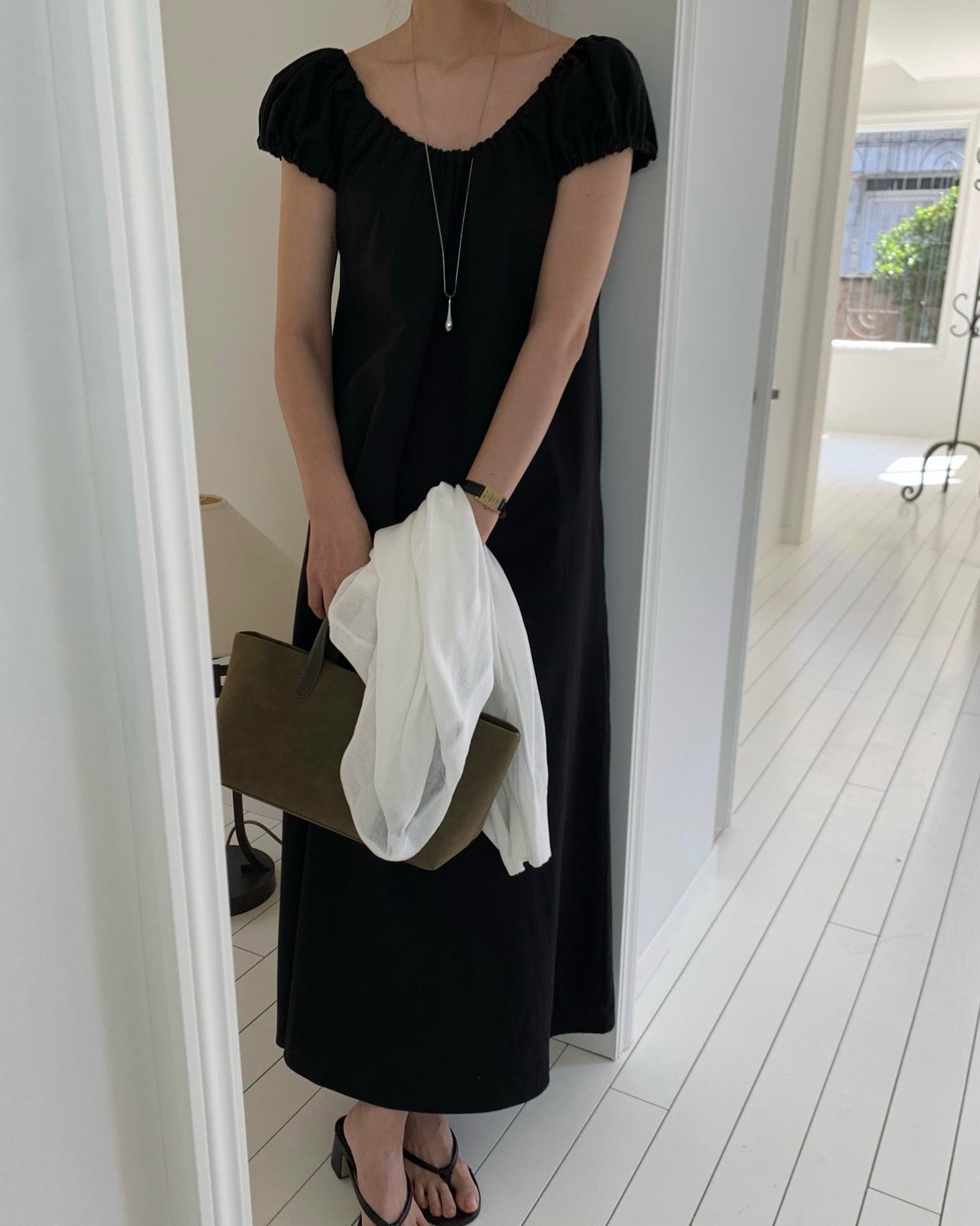Puff Sleeve Cotton Maxi Dress