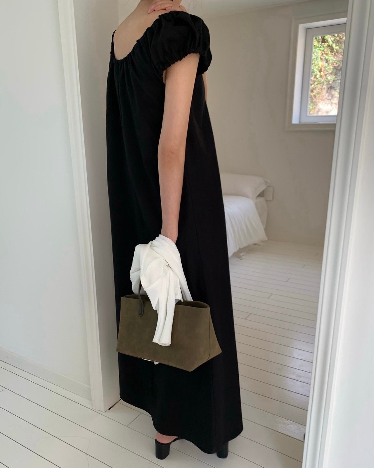 Puff Sleeve Cotton Maxi Dress