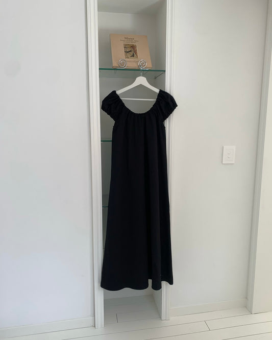 Puff Sleeve Cotton Maxi Dress