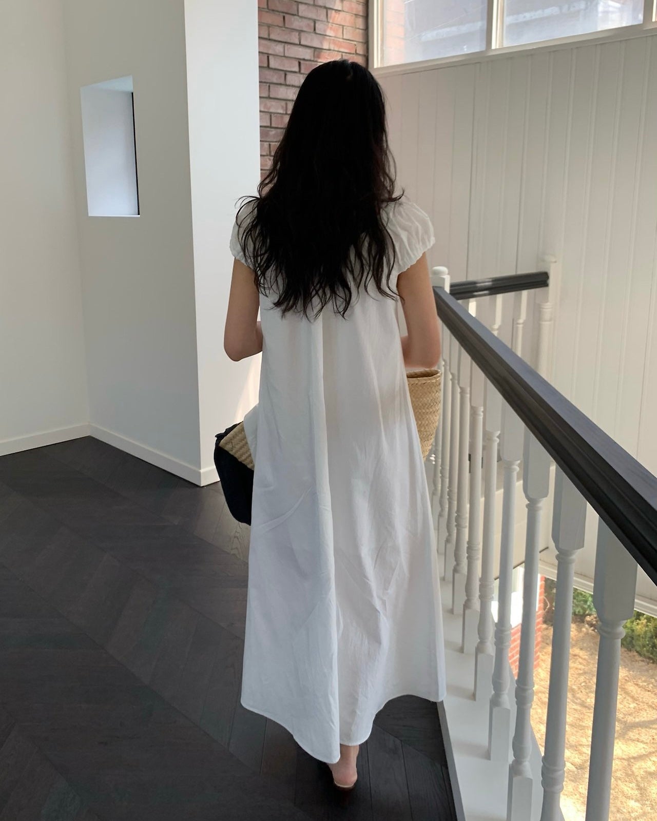 Puff Sleeve Cotton Maxi Dress