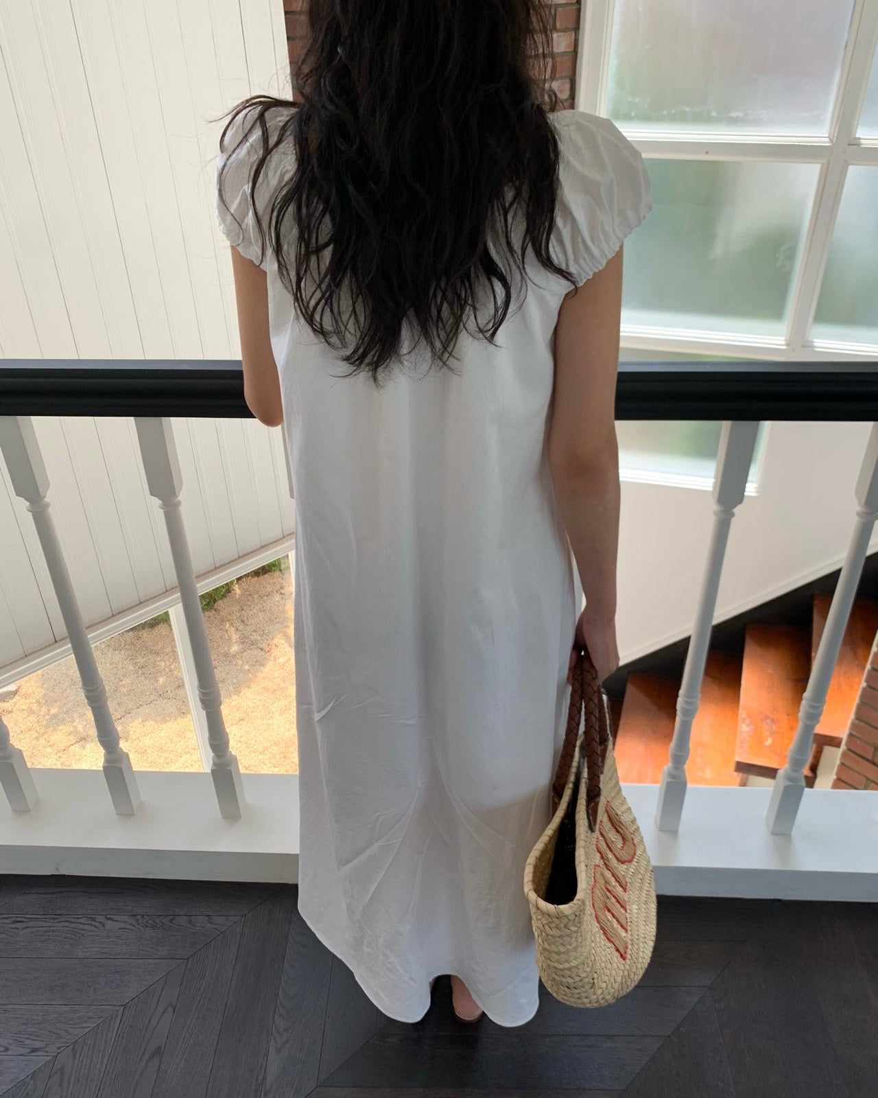 Puff Sleeve Cotton Maxi Dress