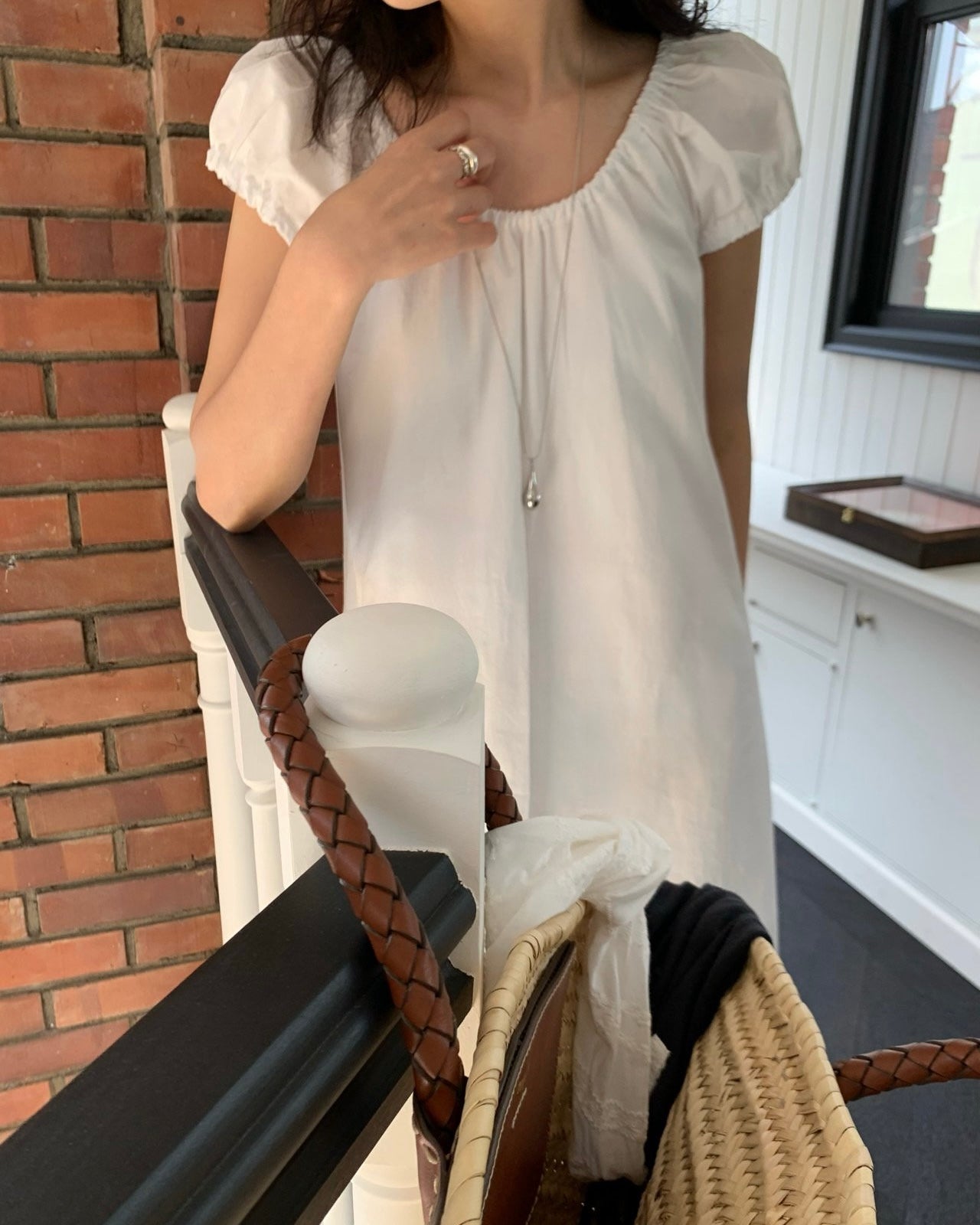Puff Sleeve Cotton Maxi Dress