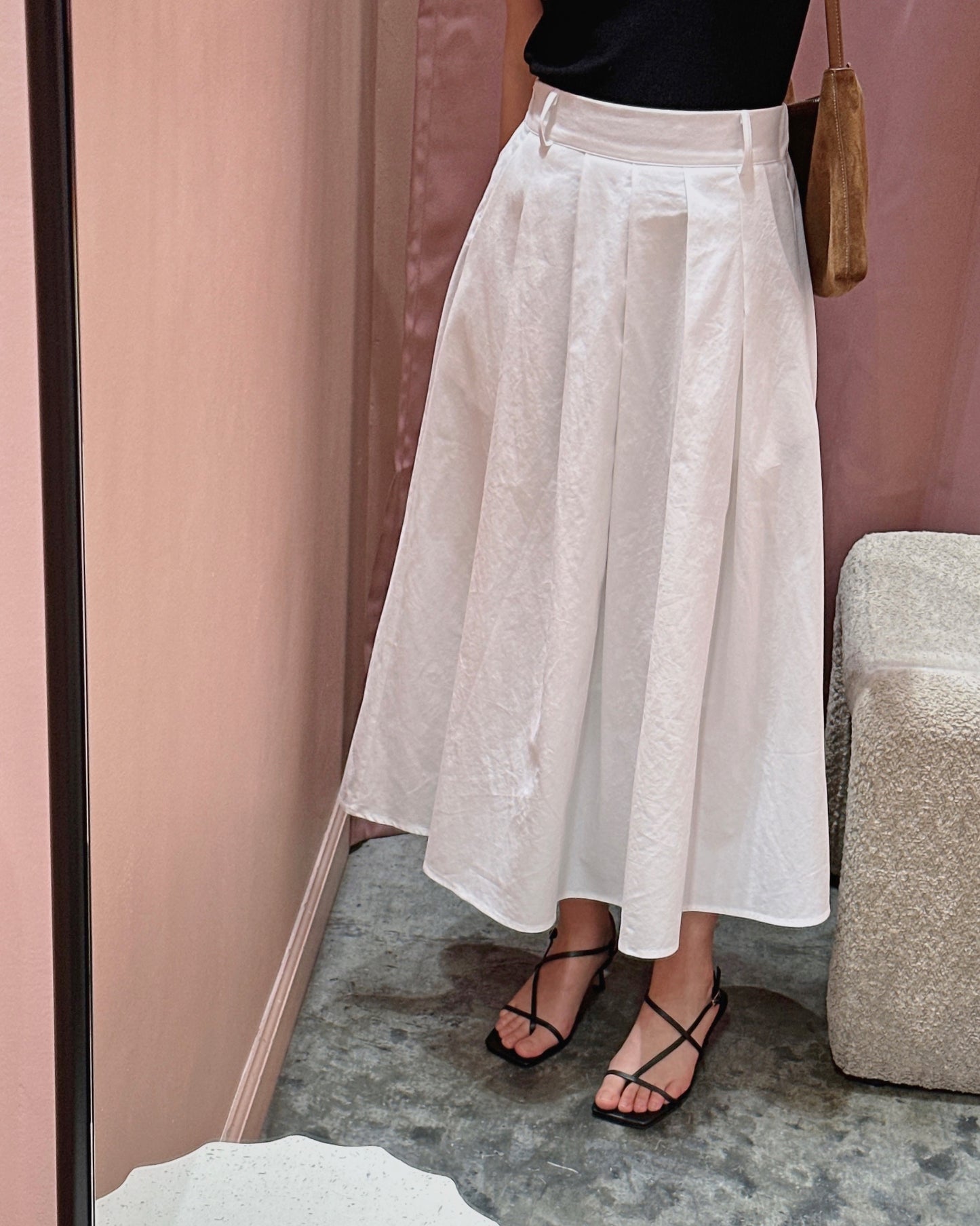 Flowy Pleated Cotton Skirt