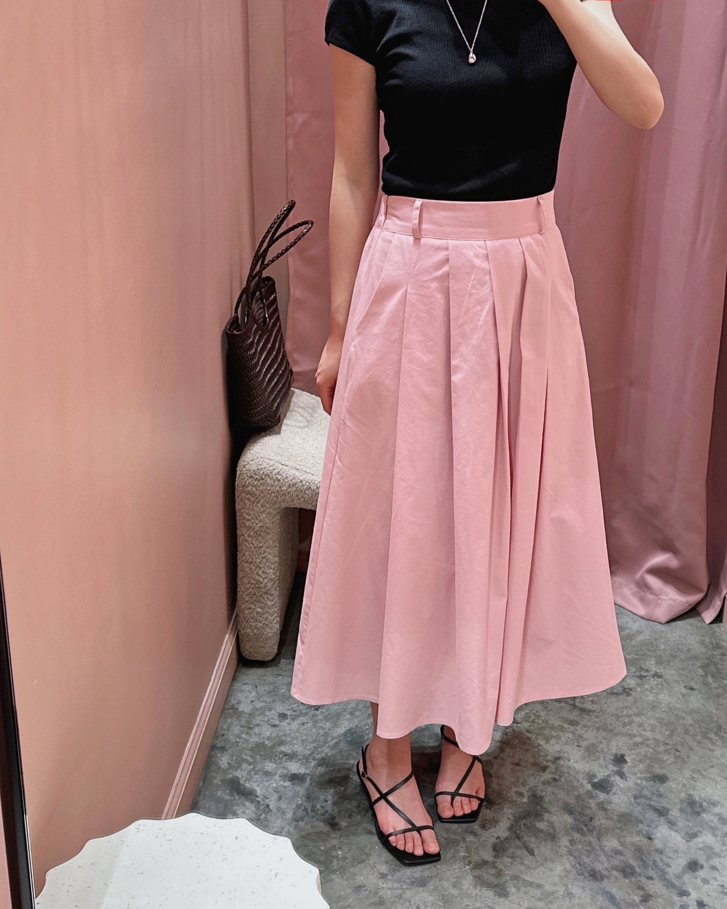 Flowy Pleated Cotton Skirt