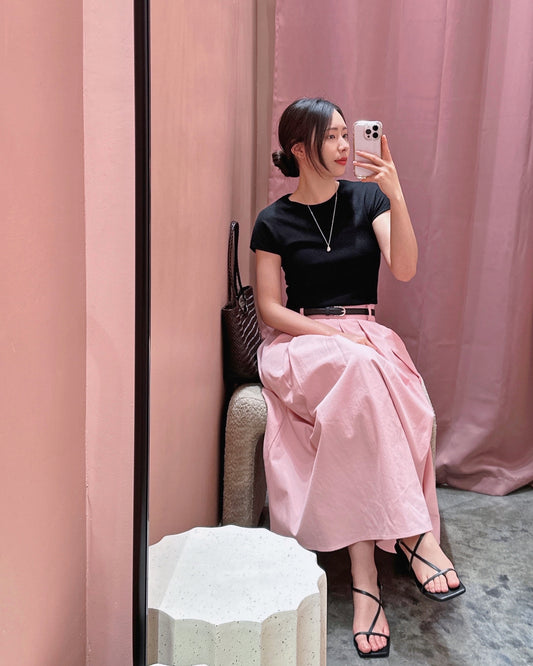 Flowy Pleated Cotton Skirt