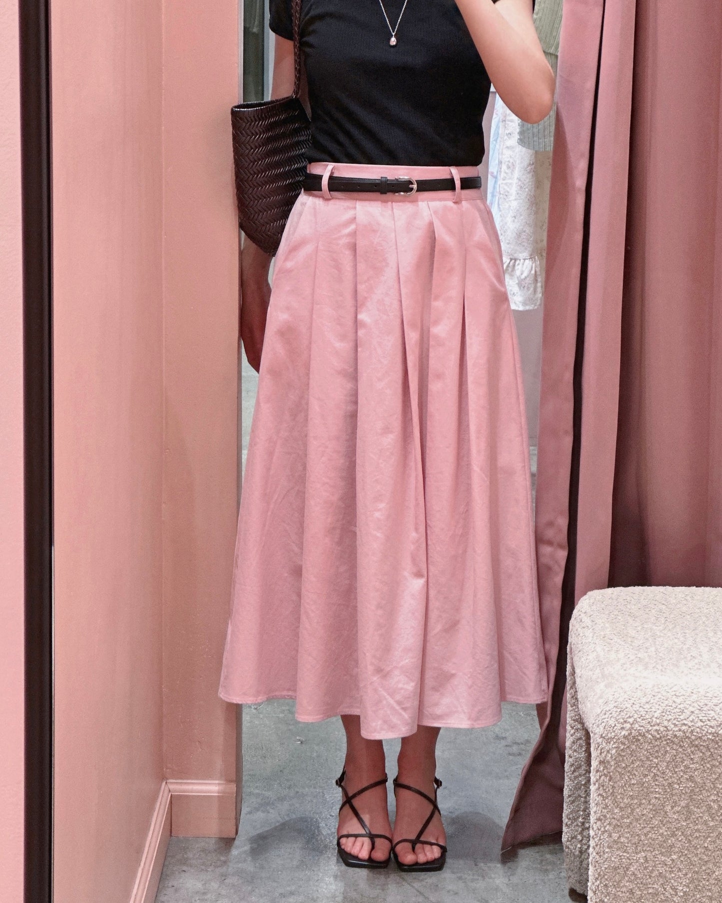 Flowy Pleated Cotton Skirt