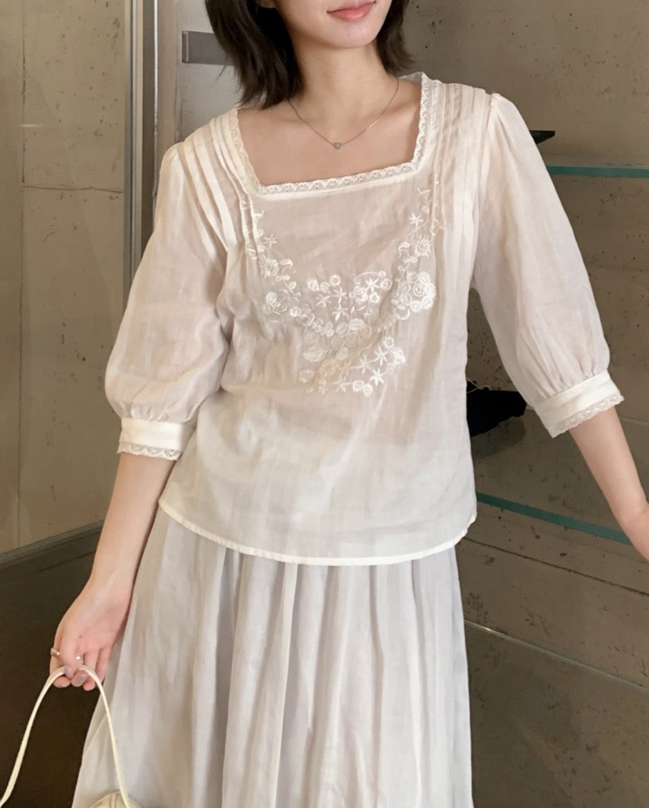 Floral Embroidered Lace Blouse