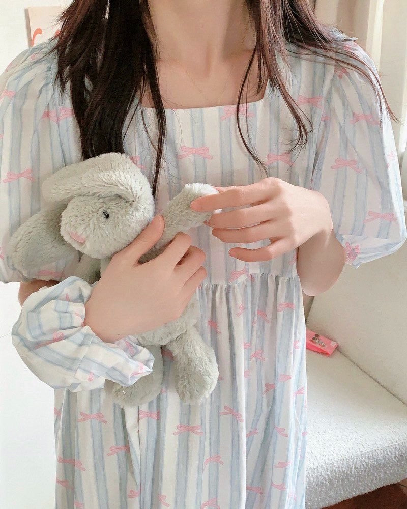 Sweet Bow Scrunchie Sleep Dress Set