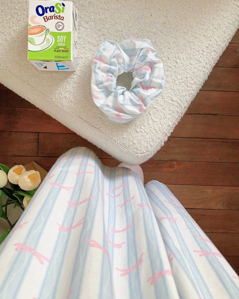 Sweet Bow Scrunchie Sleep Dress Set
