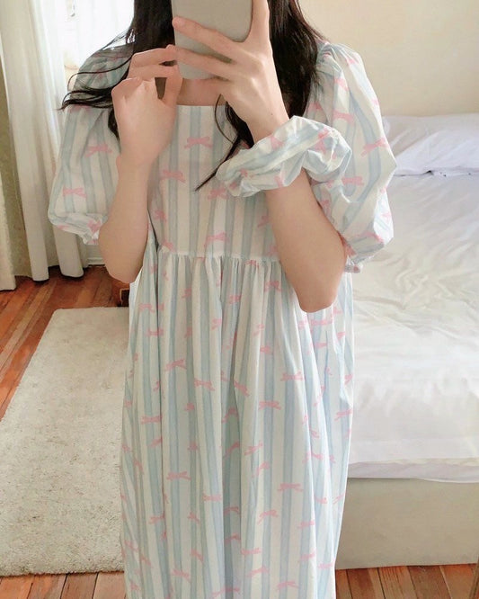 Sweet Bow Scrunchie Sleep Dress Set