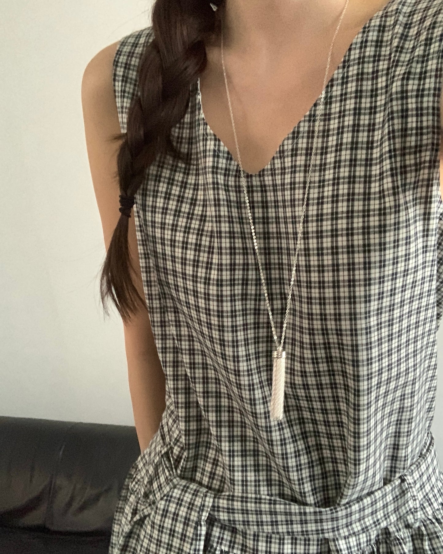 Black & White Plaid Sleeveless Dress