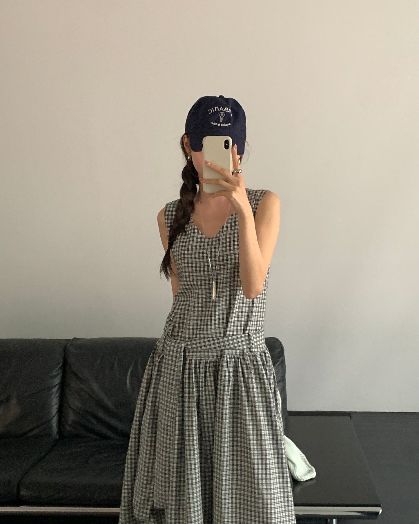 Black & White Plaid Sleeveless Dress