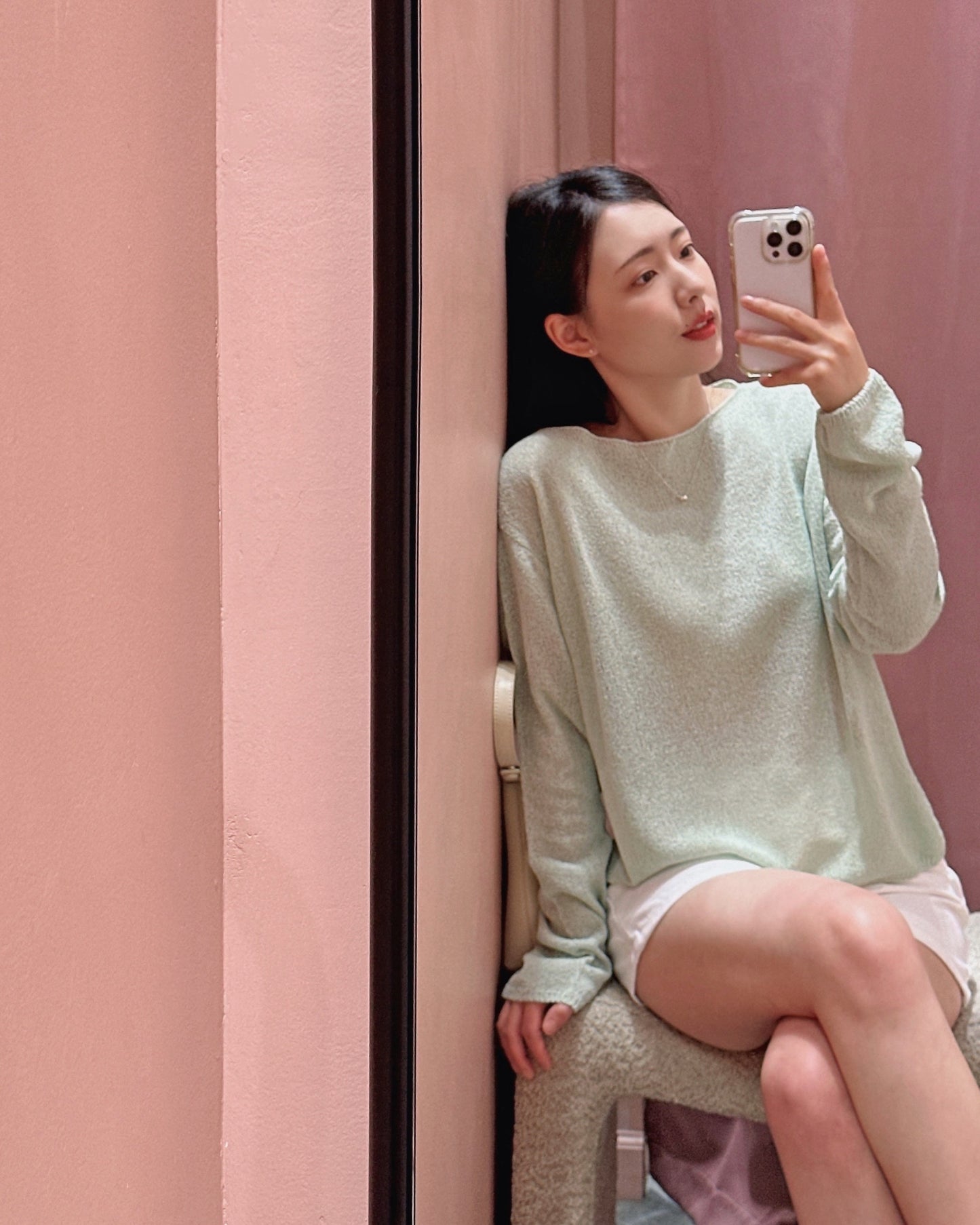 Boat Neck Mesh Knit