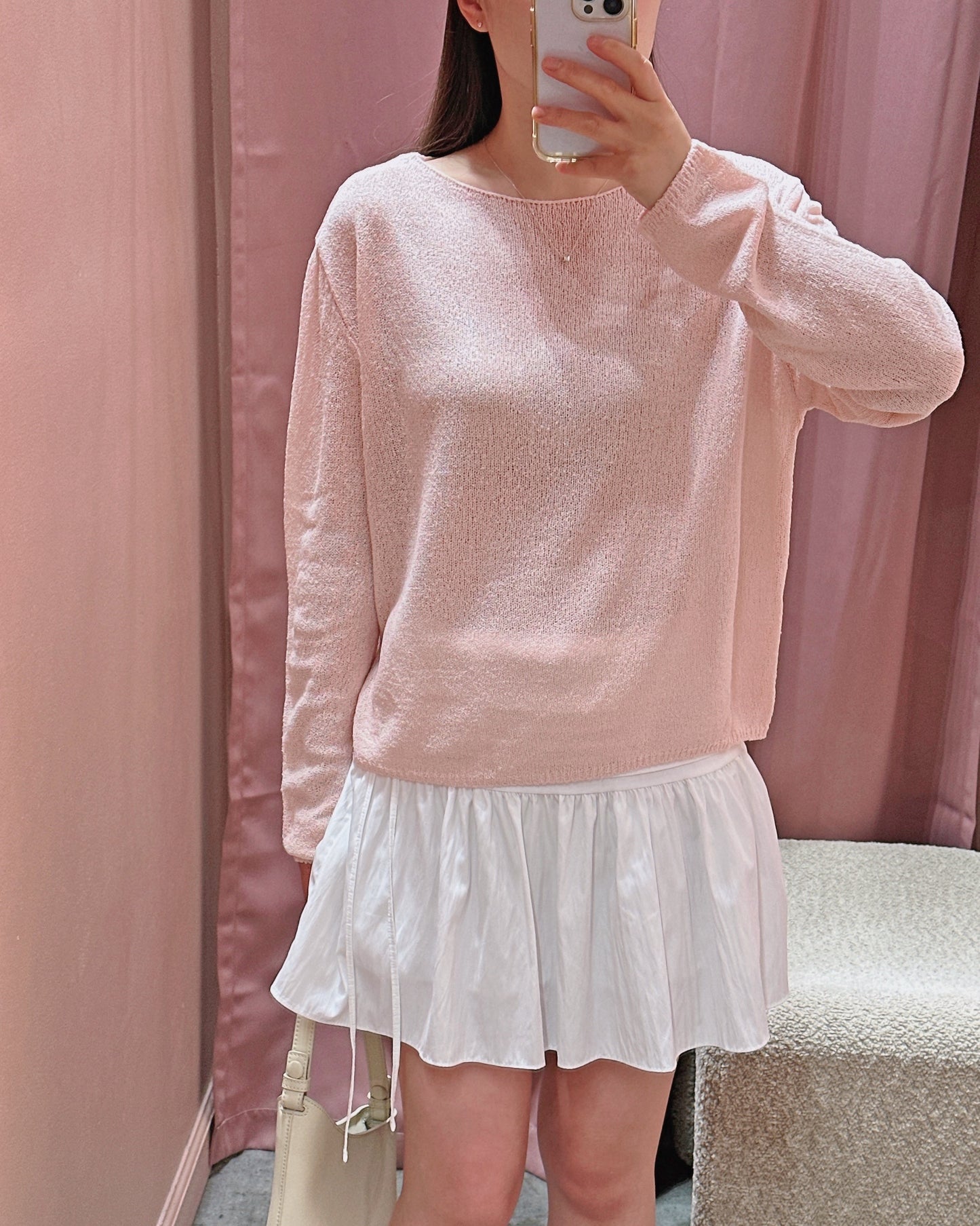 Boat Neck Mesh Knit