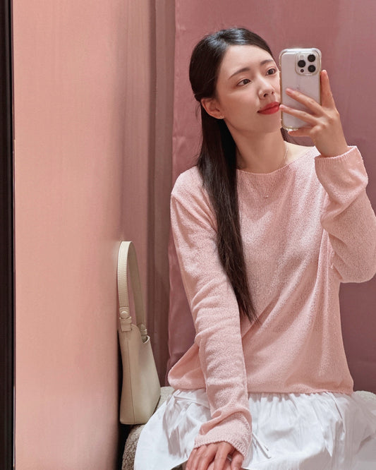 Boat Neck Mesh Knit