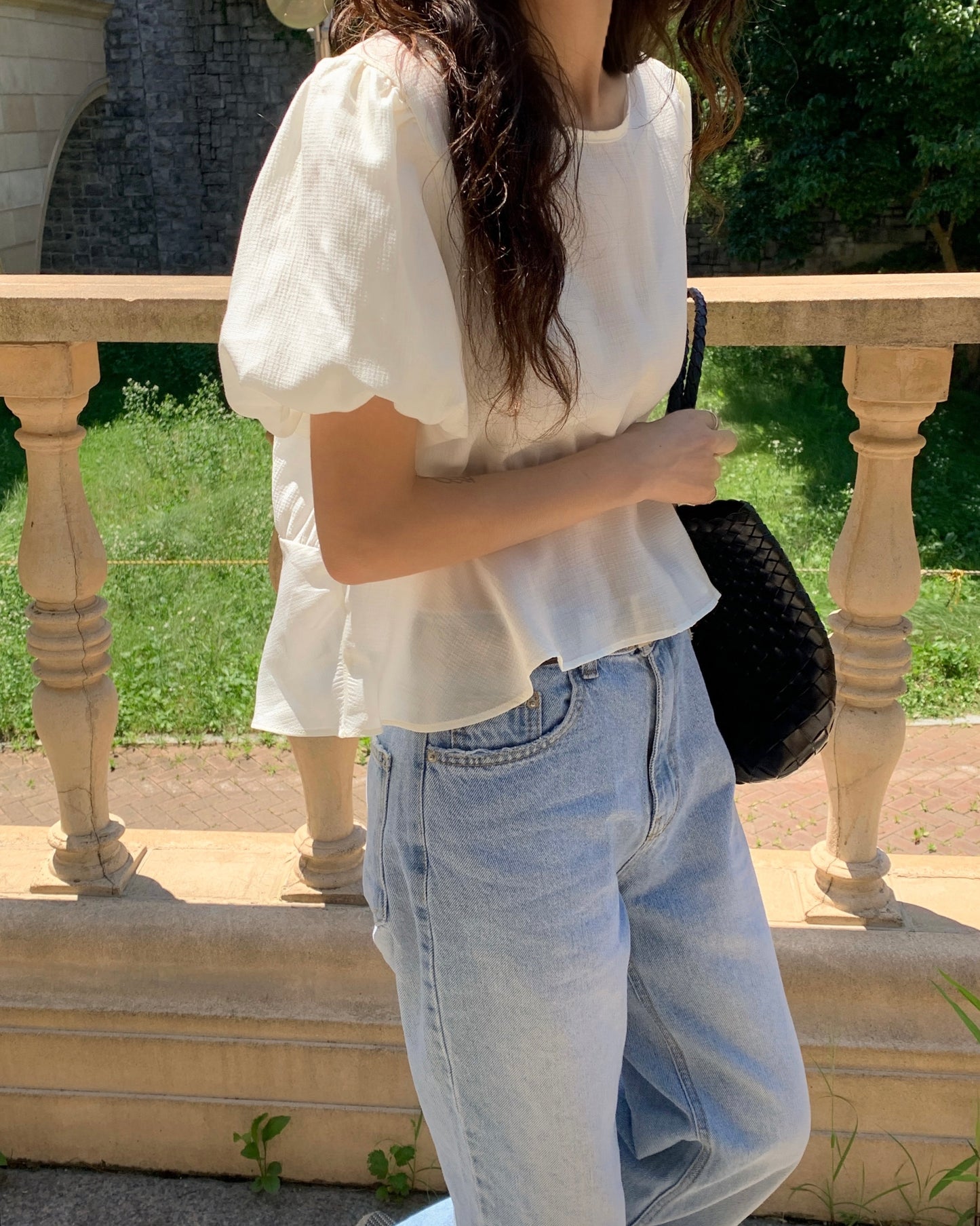 Cloud Puff Peplum Blouse