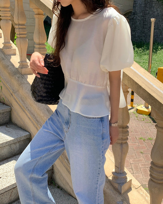 Cloud Puff Peplum Blouse