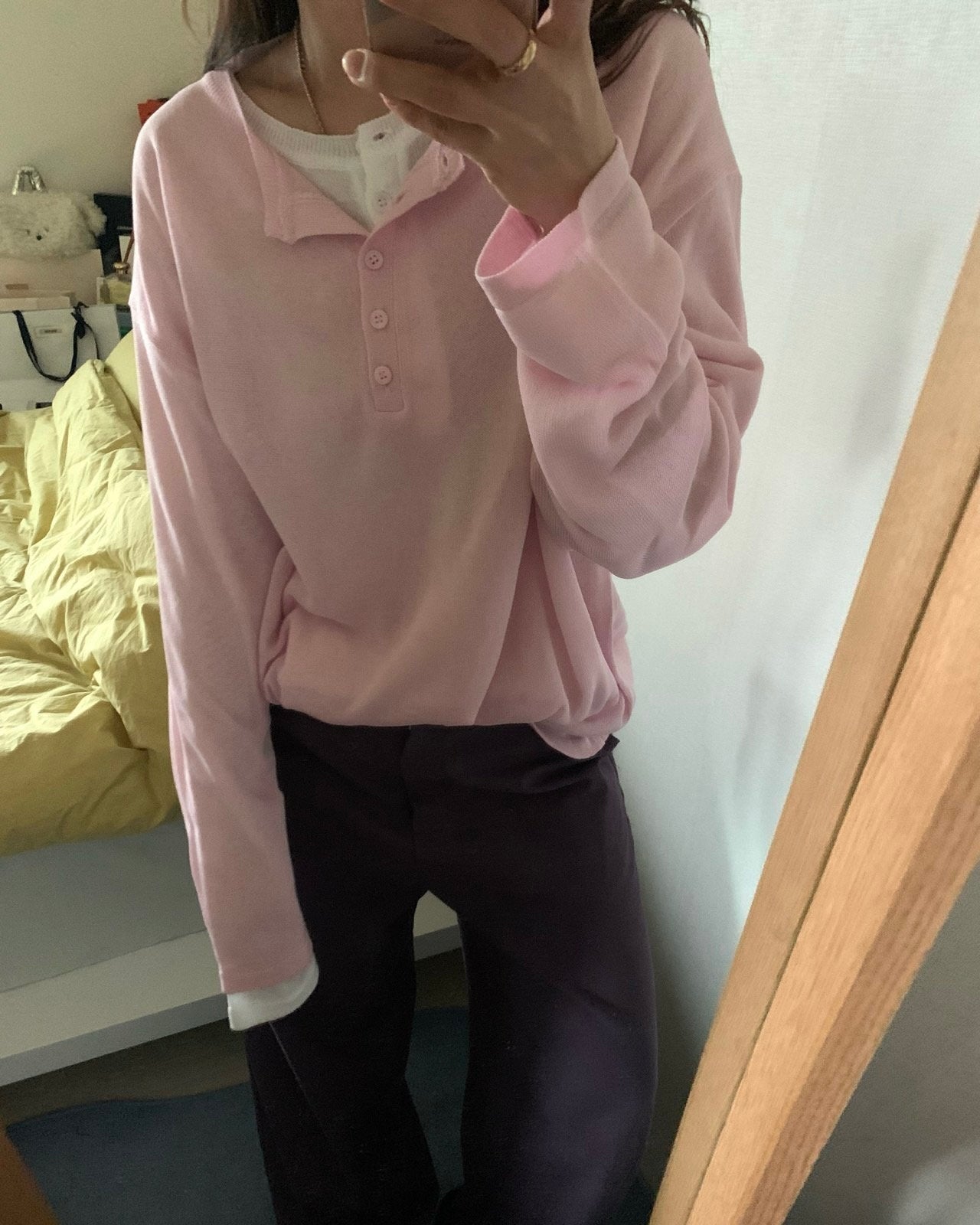Sheer Knit Henley Top