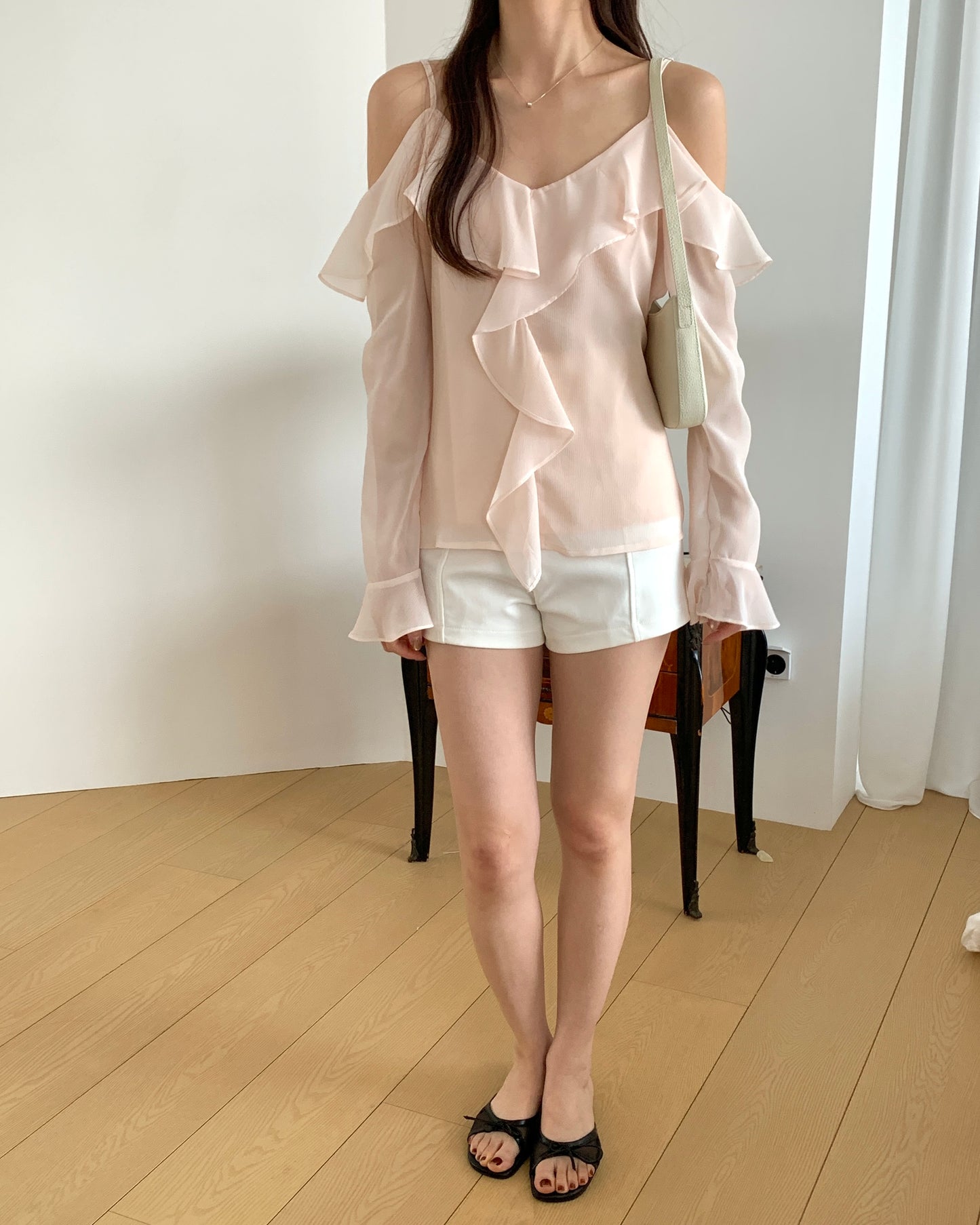 Ruffle Cold Shoulder Blouse