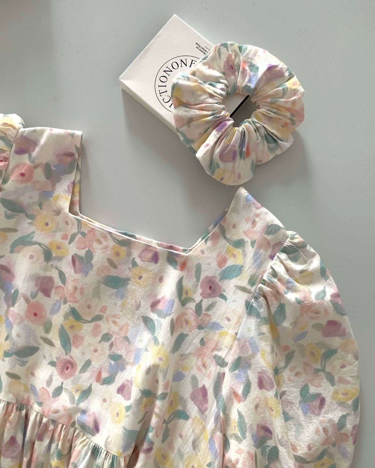 Pastel Floral Pajama Dress with Scrunchie