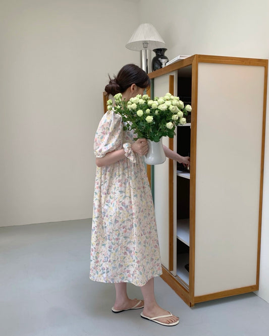 Pastel Floral Pajama Dress with Scrunchie