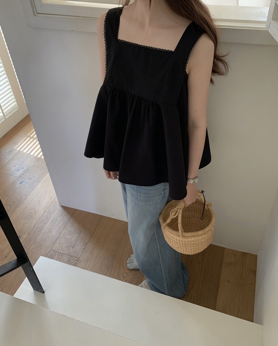 Lace Trim Flare Tank