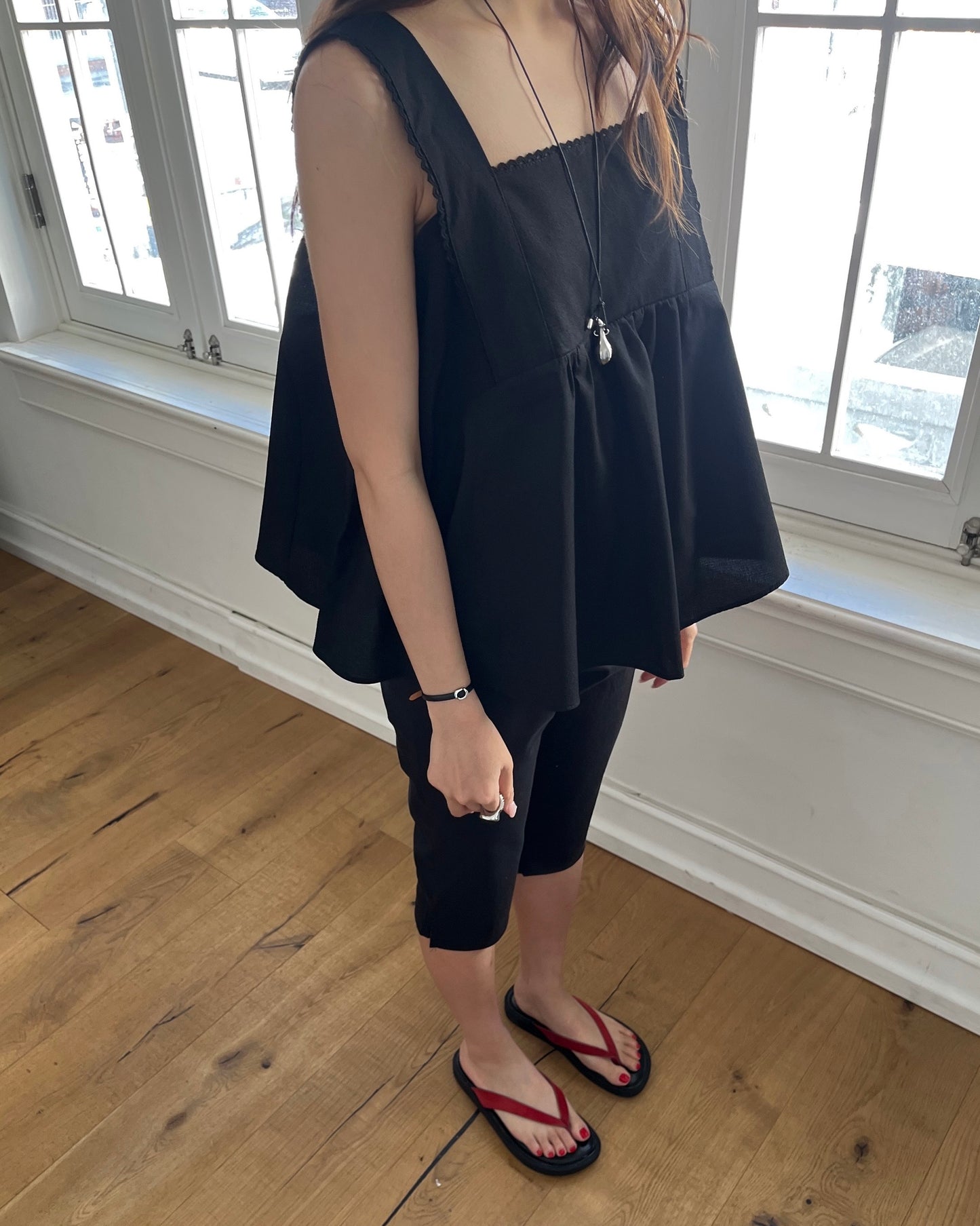 Lace Trim Flare Tank