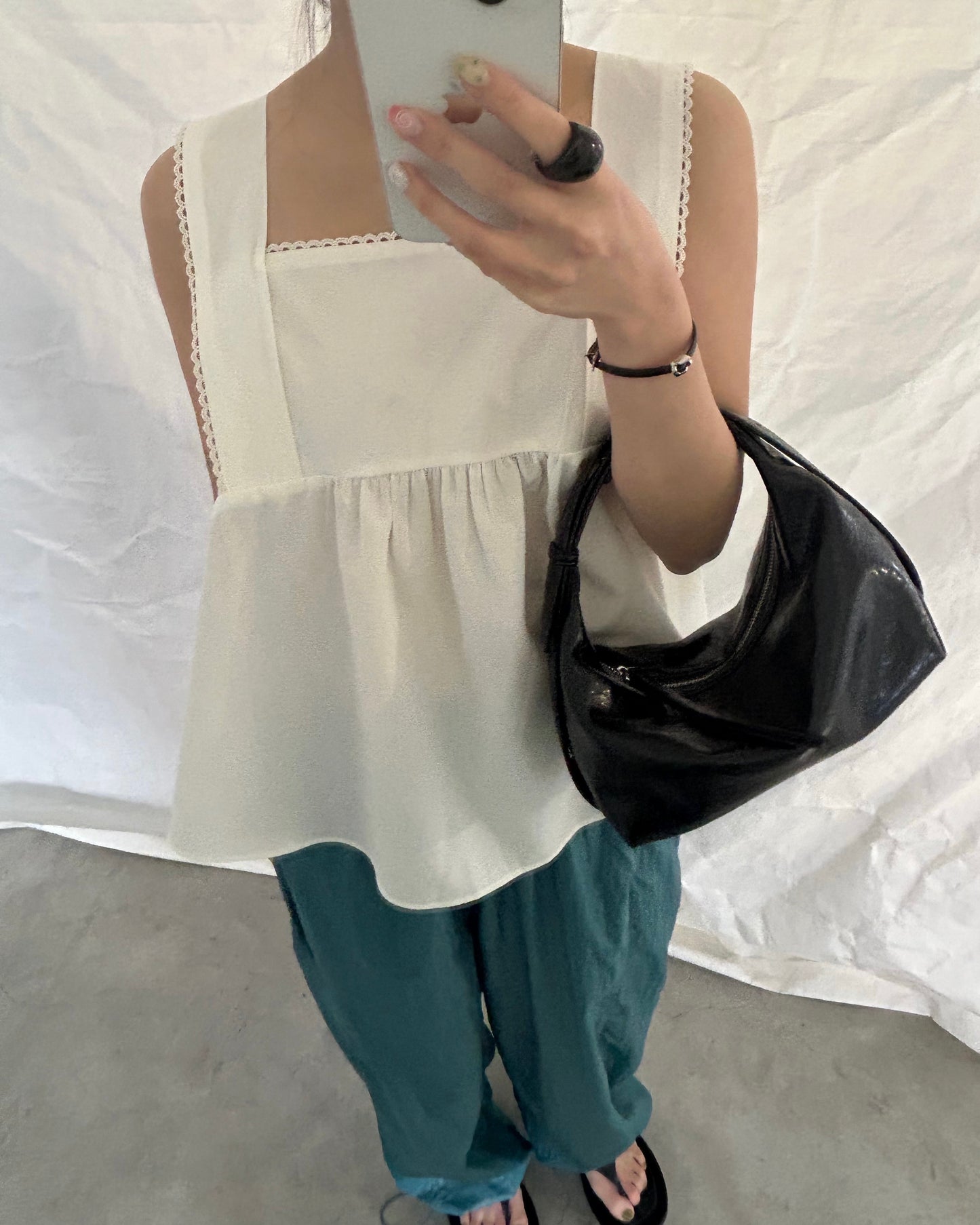 Lace Trim Flare Tank
