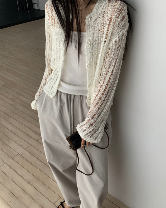 Weave Mesh Knit Cardigan