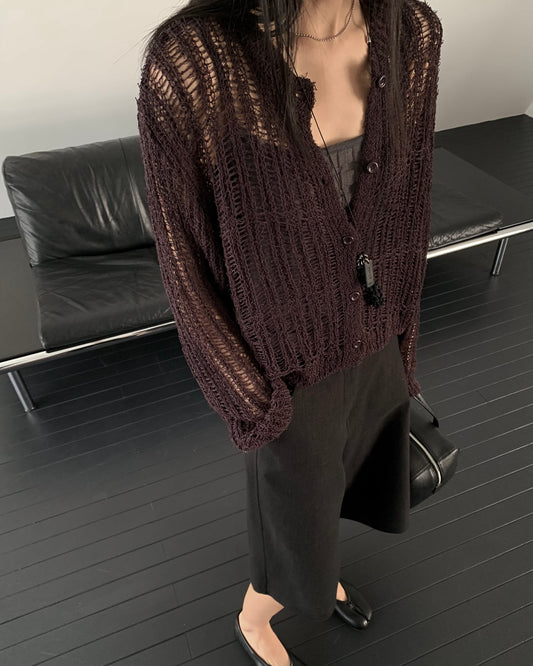 Weave Mesh Knit Cardigan