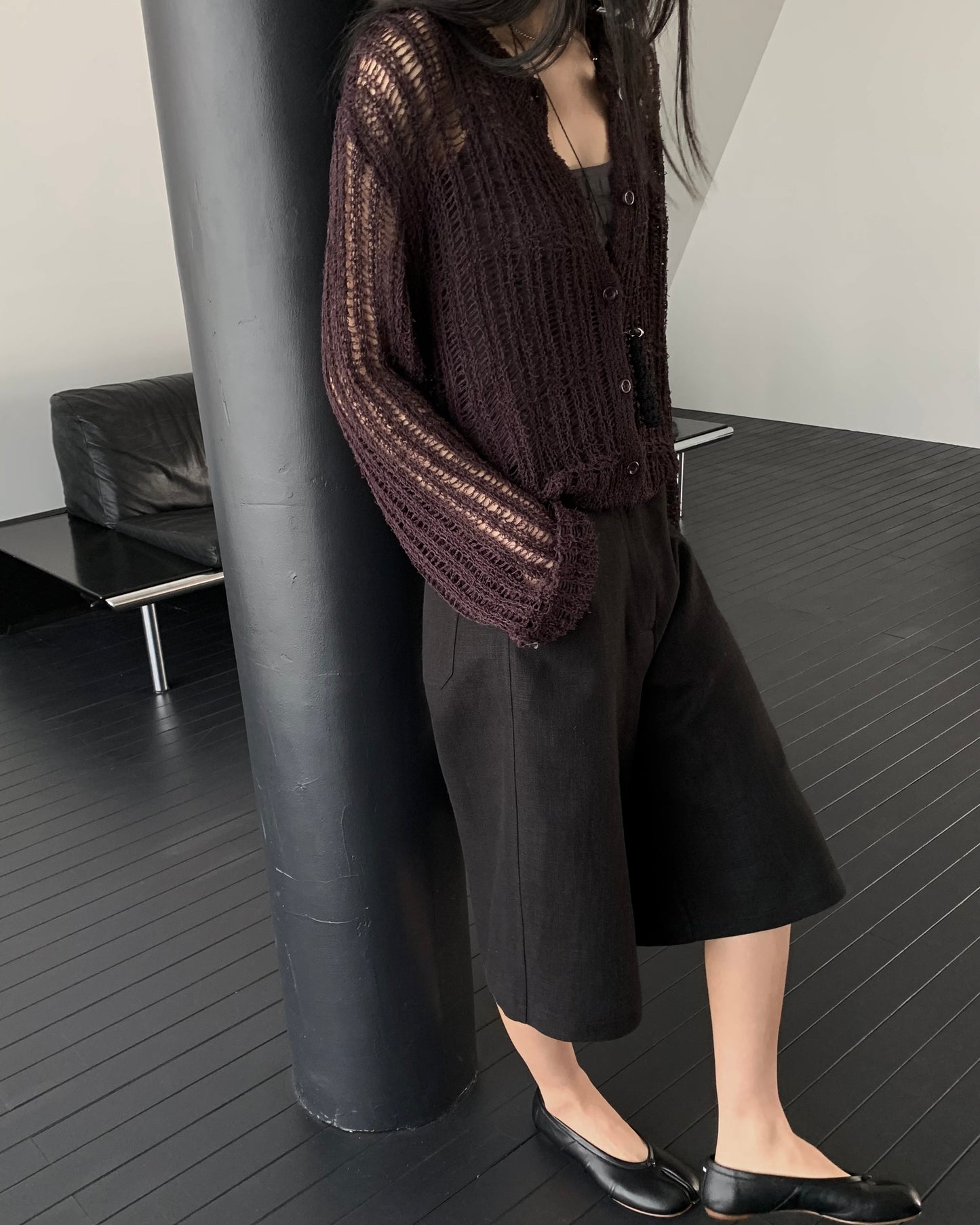 Weave Mesh Knit Cardigan