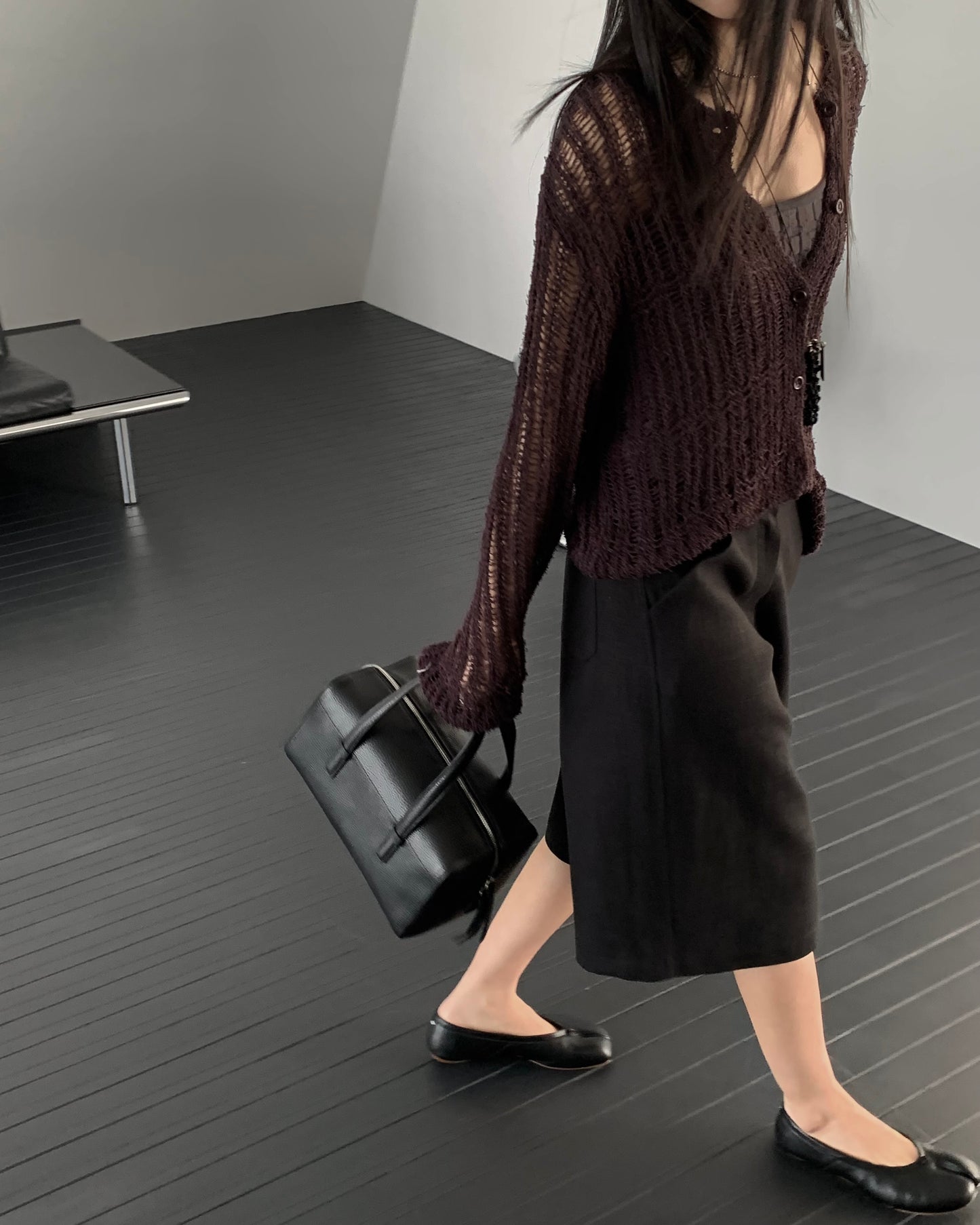 Weave Mesh Knit Cardigan