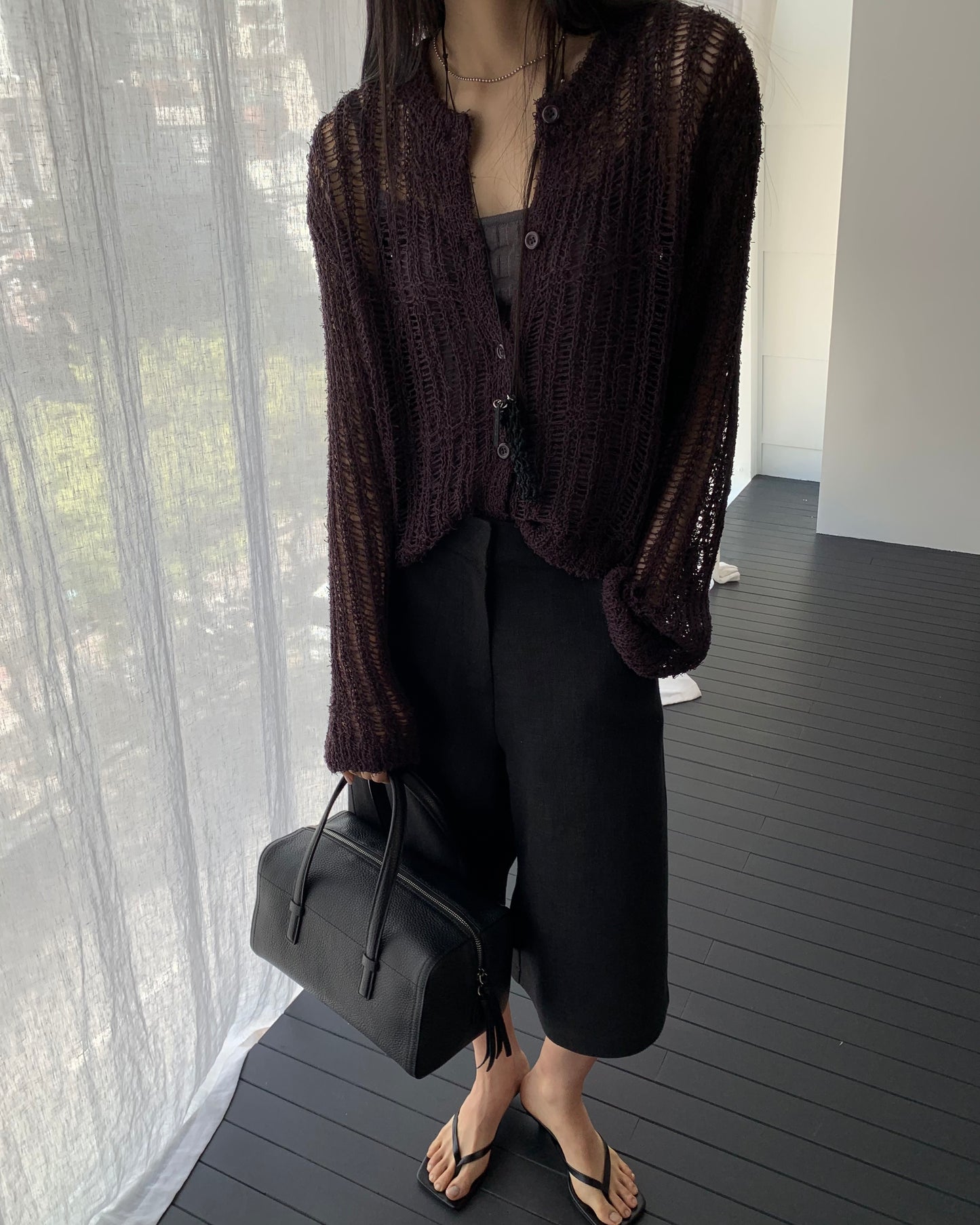 Weave Mesh Knit Cardigan