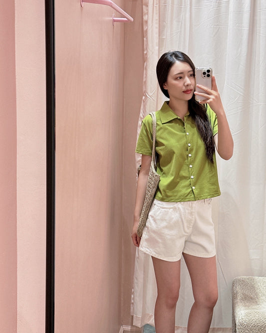 Minimal Collar Shirt Top