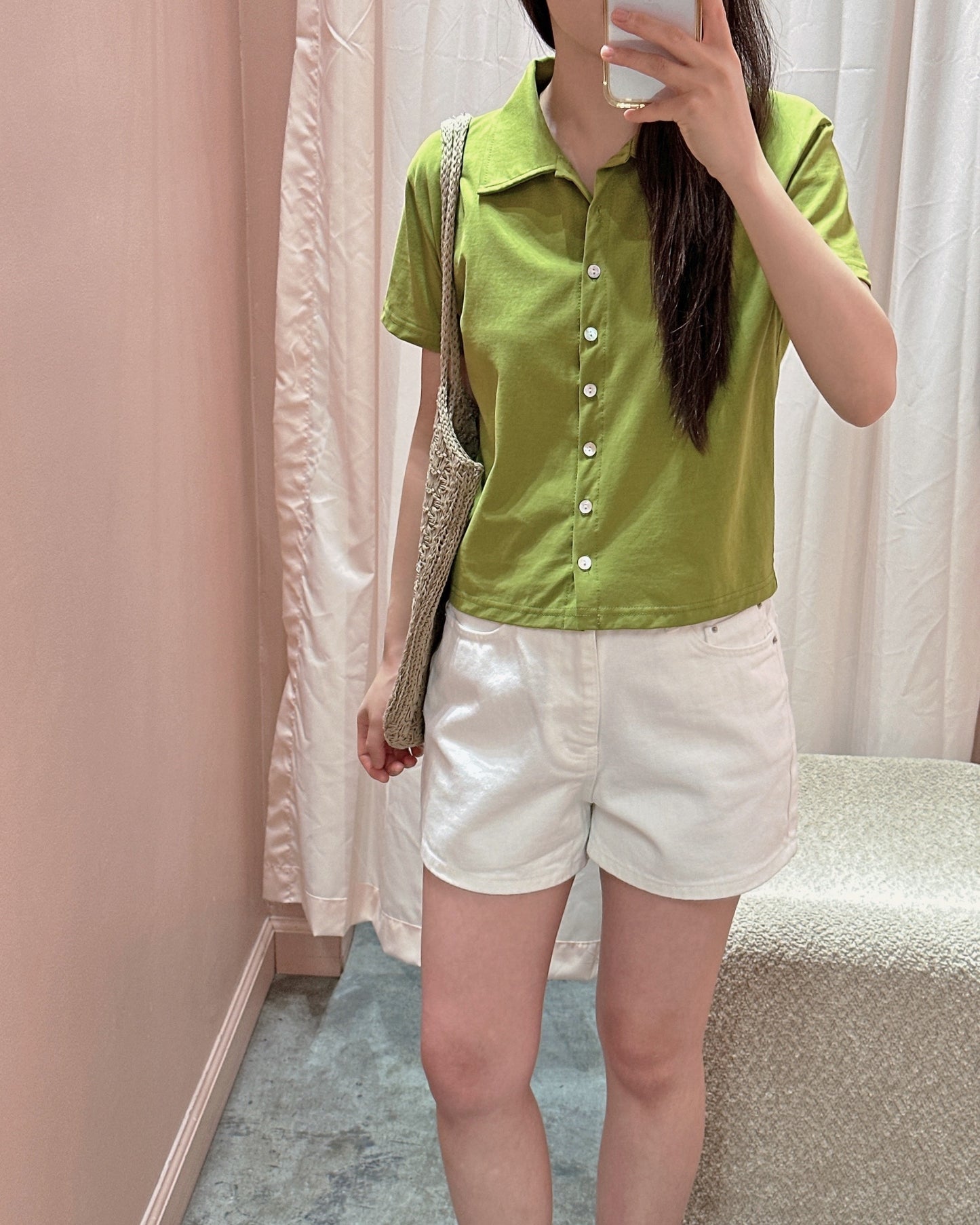 Minimal Collar Shirt Top