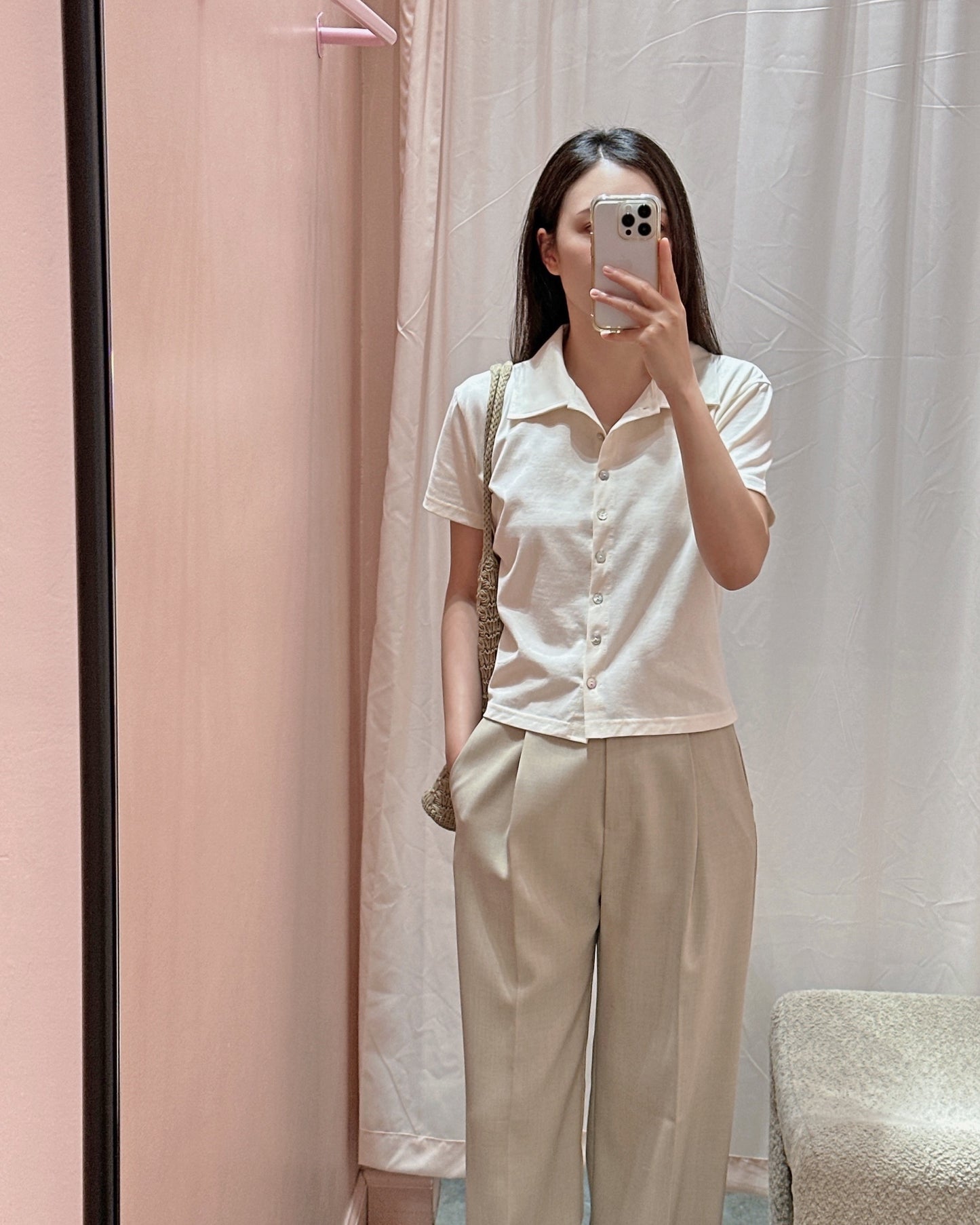 Minimal Collar Shirt Top