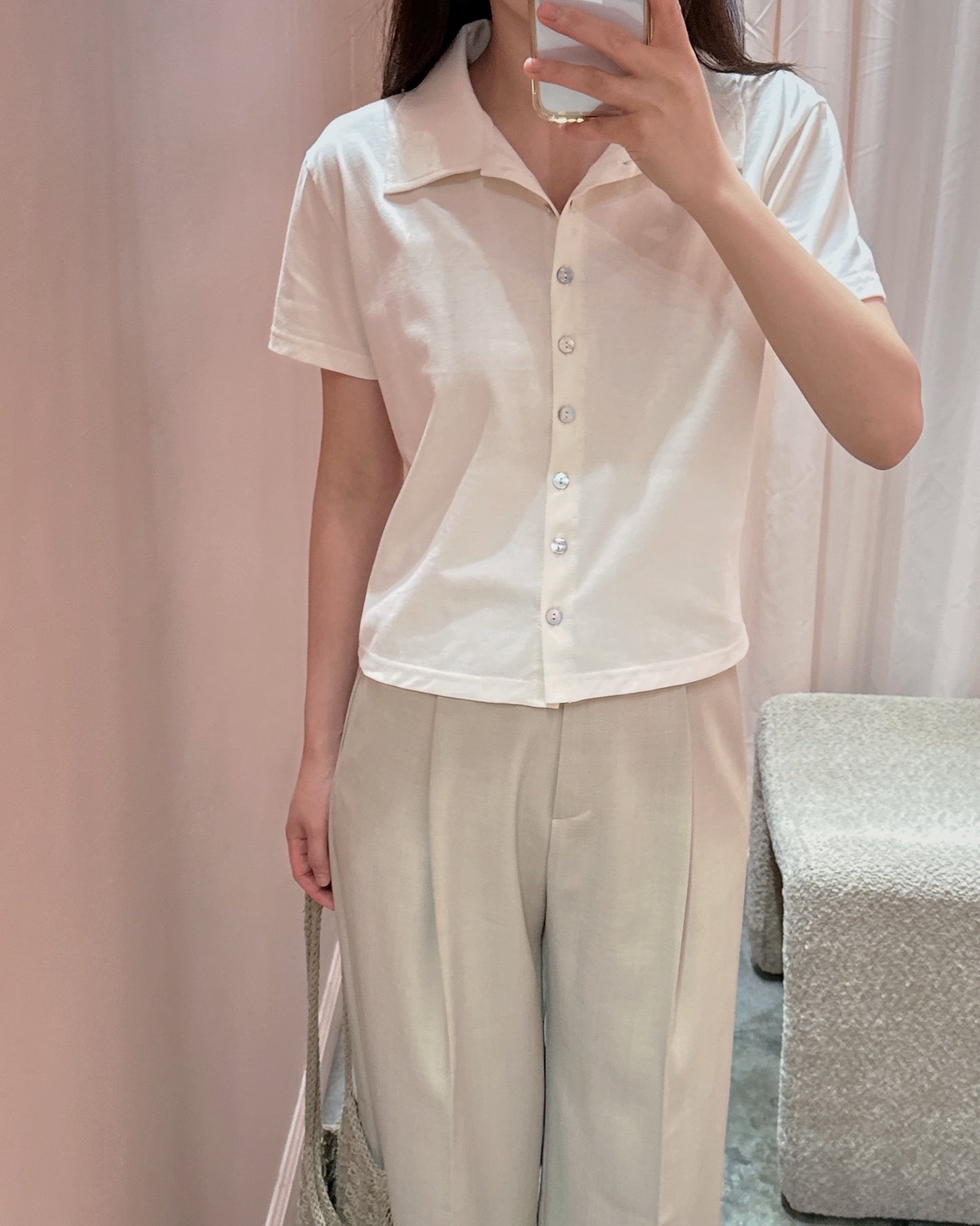 Minimal Collar Shirt Top