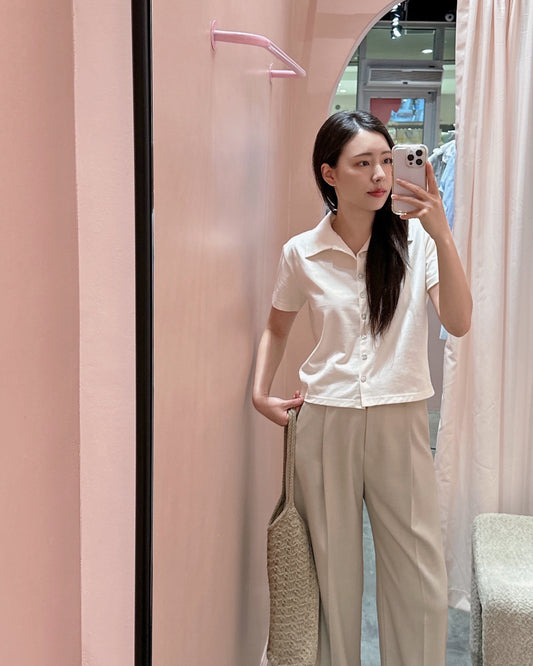 Minimal Collar Shirt Top